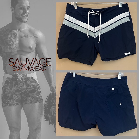 Sauvage Swim Trunks 32" waist 4" inseam Gently worn 100% nylon Unlined - Picture 1 of 3
